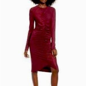 Leith Ruched Dress Burgundy
